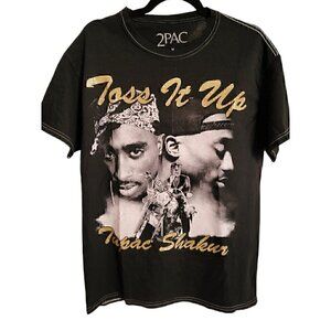 TUPAC SHAKUR Black 2Pac Toss it Up Hip Hop Rap Tee Women's Size Medium